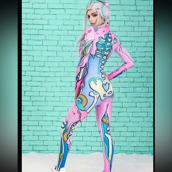 NEW Bodycon Cartoonish Zombie Jumpsuit - Picture 2 of 4